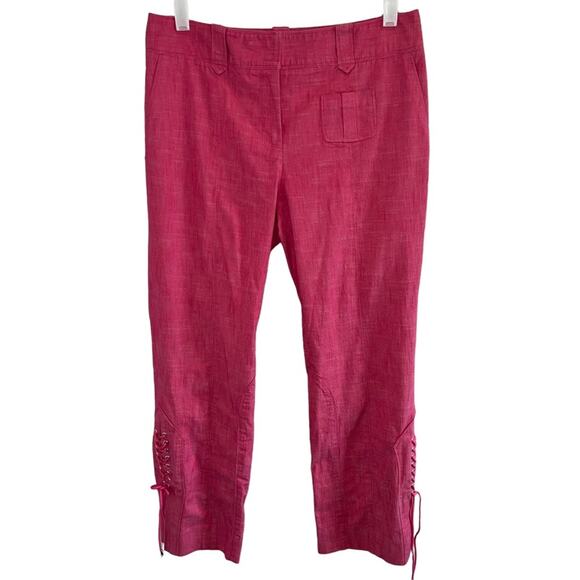 ETCETERA Pink Cropped Ankle Tie Details Pants 6 - Picture 1 of 8